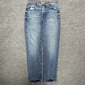 Frame Le Slouch Button-Fly High-Rise Straight-Leg Jeans Size 25 Blue Denim